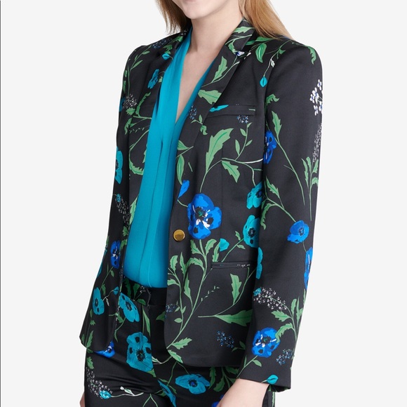BNWT Calvin Klein Floral Suit Jacket Sz 4P & 6P RRP $139 Macy’s - Picture 3 of 10